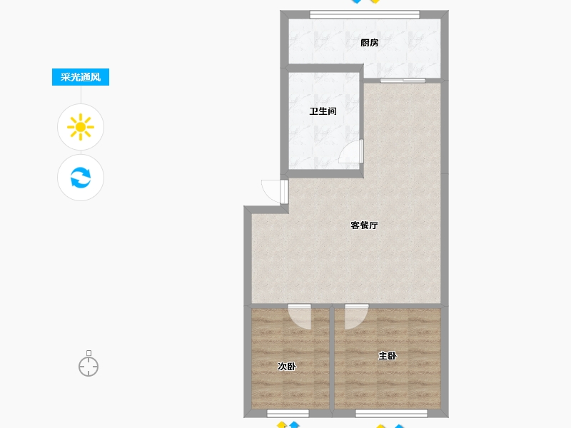 辽宁省-葫芦岛市-永顺小区(水泥街道怀宇社区卫生服务站北)-61.50-户型库-采光通风