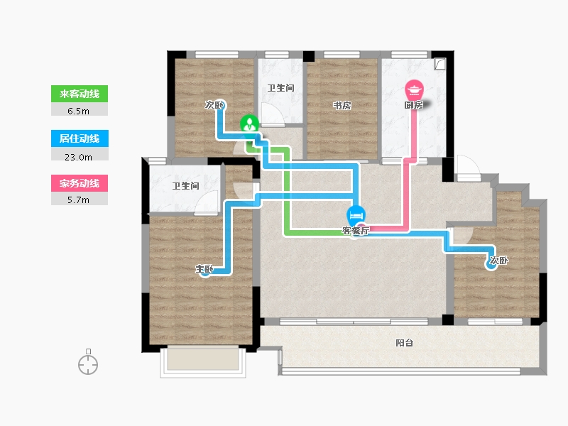 浙江省-宁波市-金昇云境-107.97-户型库-动静线