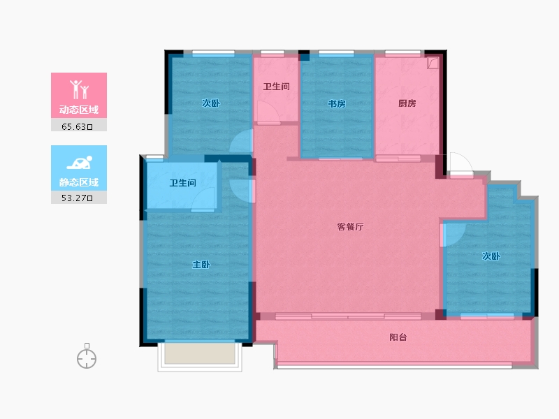 浙江省-宁波市-金昇云境-107.97-户型库-动静分区