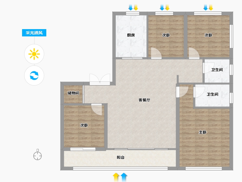 湖北省-武汉市-建发璞玥-110.40-户型库-采光通风