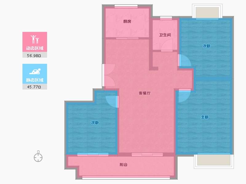 江苏省-宿迁市-蔡集小区-91.99-户型库-动静分区