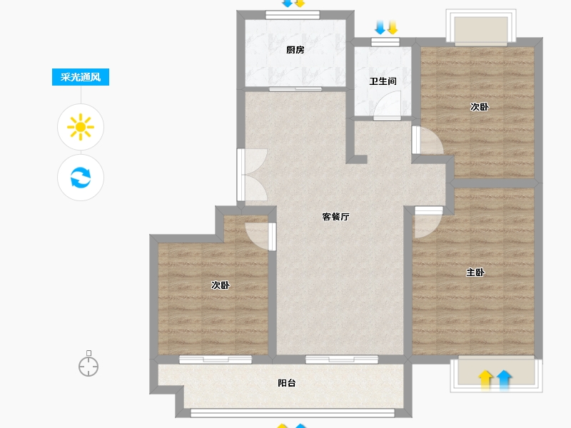 江苏省-宿迁市-蔡集小区-91.99-户型库-采光通风