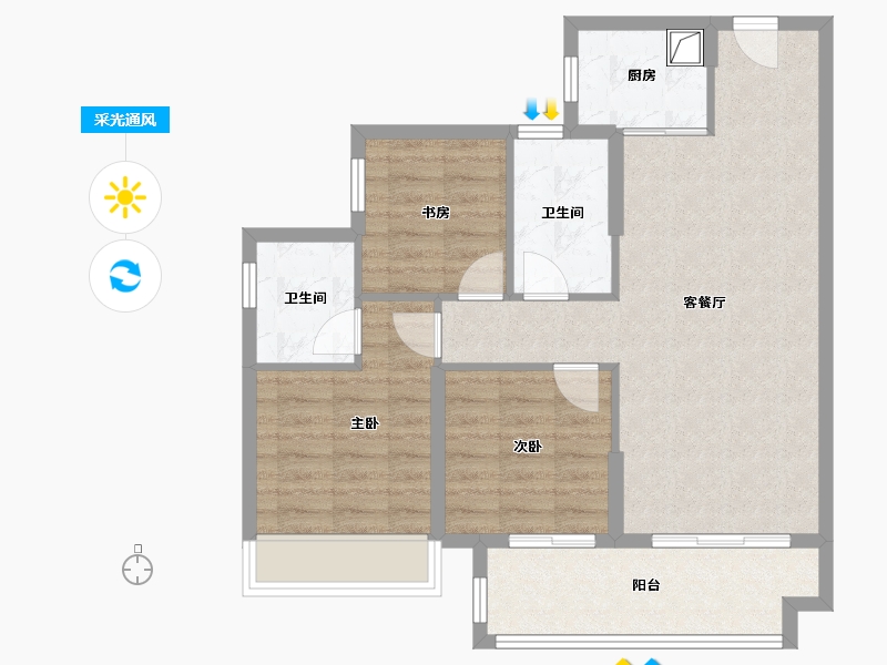 海南省-文昌市-中交·文昌美庐-77.80-户型库-采光通风