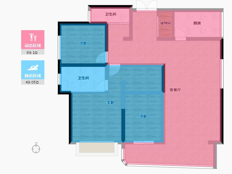 四川省-成都市-天府公园未来城星曜名邸-114.40-户型库-动静分区