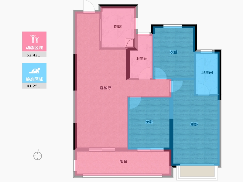 浙江省-杭州市-建发杭地发展云城之上-84.80-户型库-动静分区