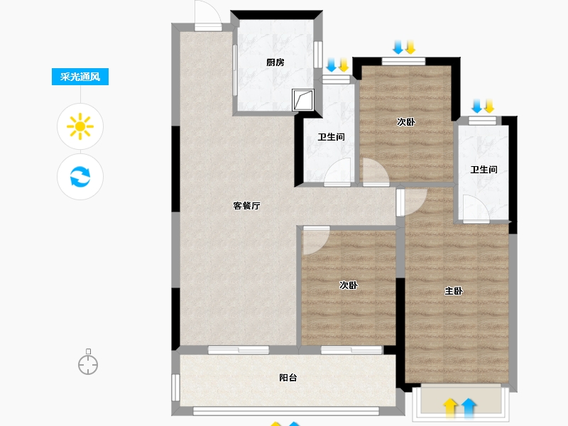 浙江省-杭州市-建发杭地发展云城之上-84.80-户型库-采光通风