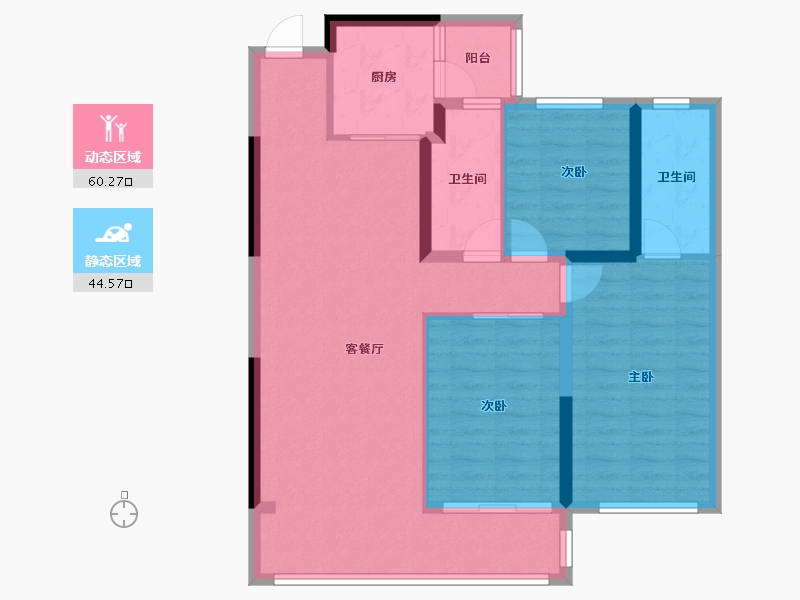 云南省-昆明市-邦泰悦九章彩云-94.40-户型库-动静分区