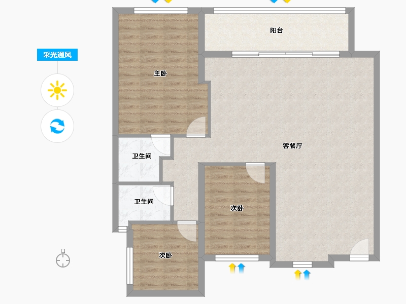 安徽省-宣城市-万兴群贤府-99.43-户型库-采光通风