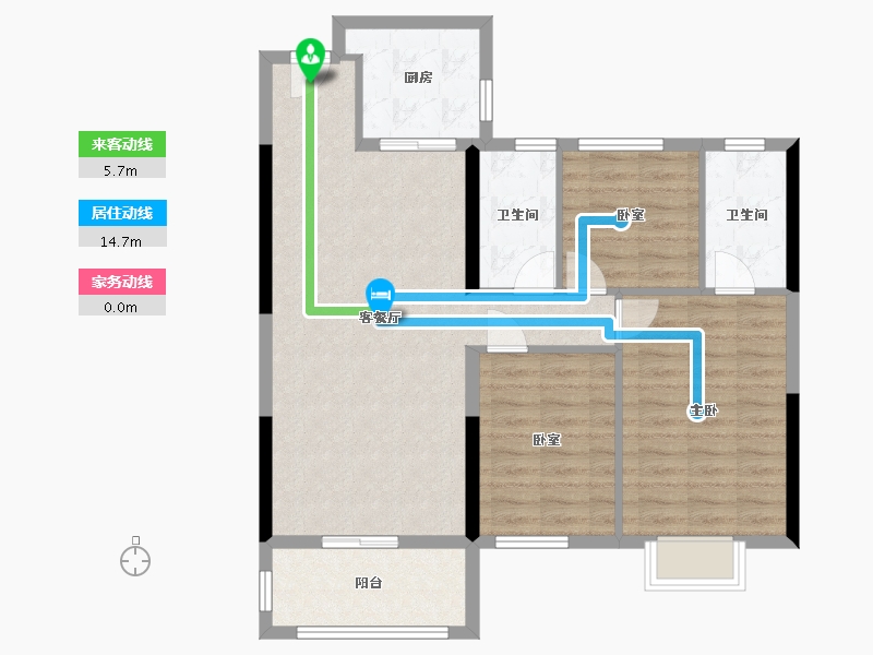 湖南省-长沙市-富力芙蓉新天地-95.00-户型库-动静线