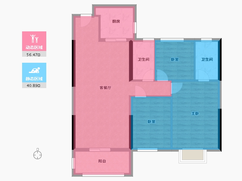 湖南省-长沙市-富力芙蓉新天地-95.00-户型库-动静分区