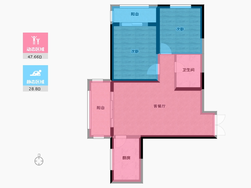 陕西省-西安市-兴庆御苑-68.01-户型库-动静分区