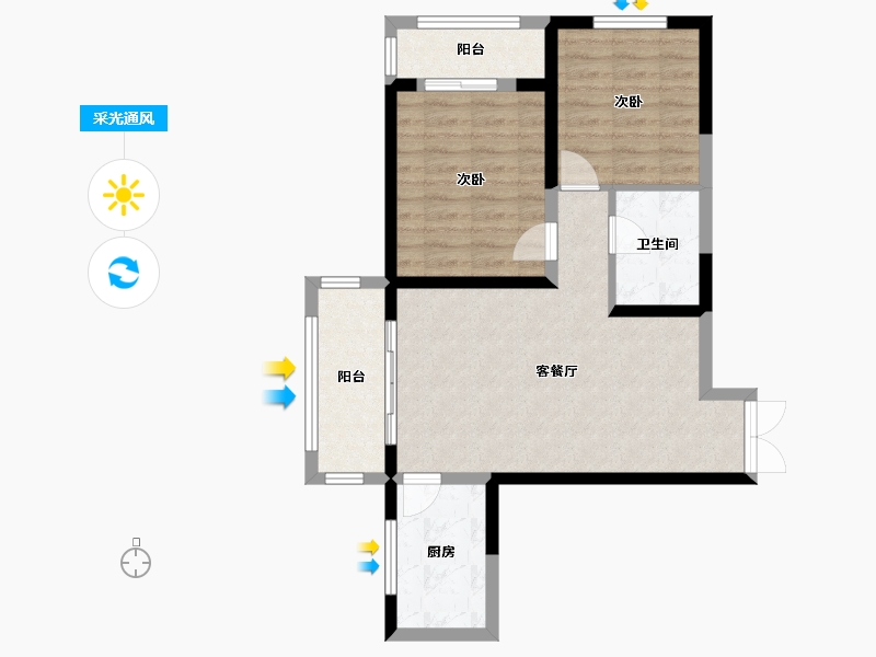 陕西省-西安市-兴庆御苑-68.01-户型库-采光通风