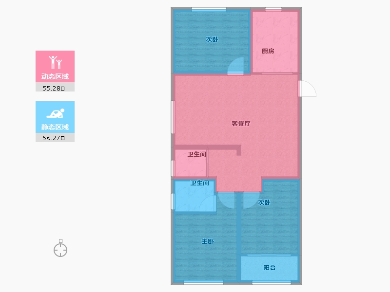 山东省-淄博市-晟辉泰泰和府-100.81-户型库-动静分区