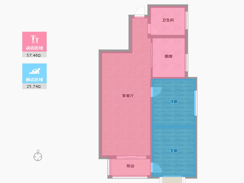 陕西省-西安市-中国铁建·东来国际-74.63-户型库-动静分区