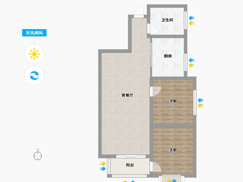 陕西省-西安市-中国铁建·东来国际-74.63-户型库-采光通风