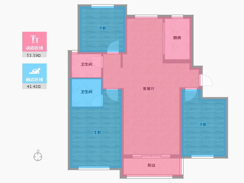 河北省-张家口市-祥瑞城-93.60-户型库-动静分区