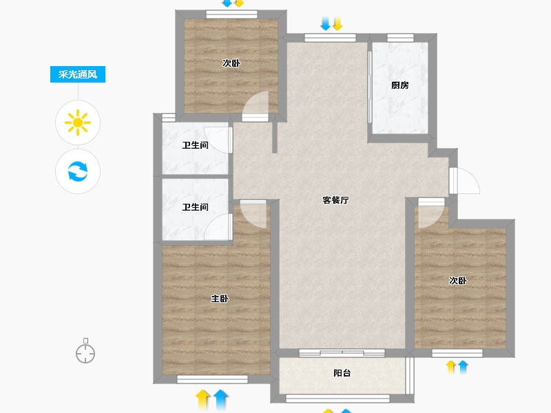 河北省-张家口市-祥瑞城-93.60-户型库-采光通风