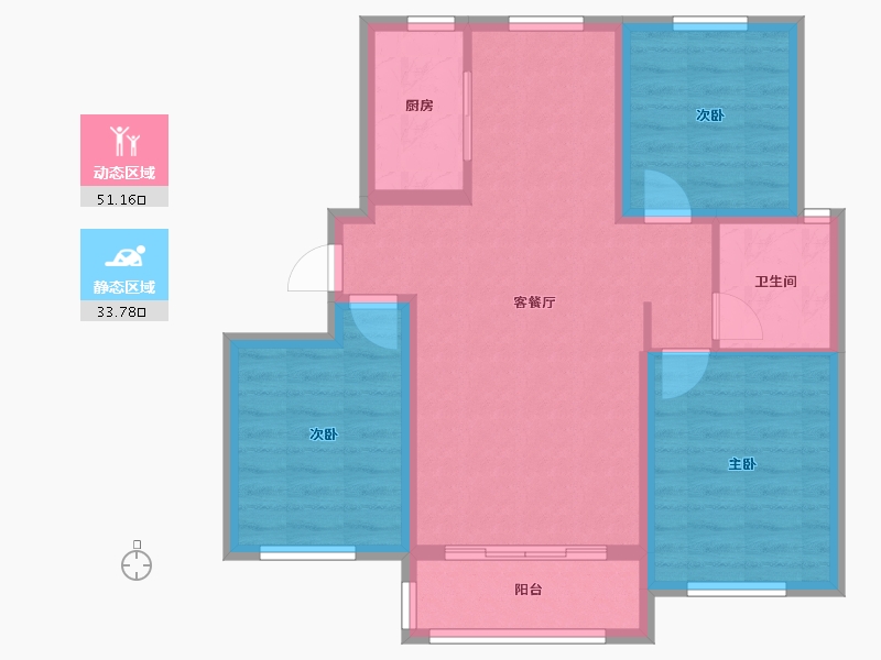 河北省-张家口市-霞城丽景小区-87.20-户型库-动静分区