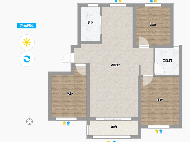 河北省-张家口市-霞城丽景小区-87.20-户型库-采光通风