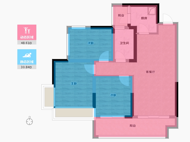 四川省-德阳市-雍锦悦府二期-69.57-户型库-动静分区