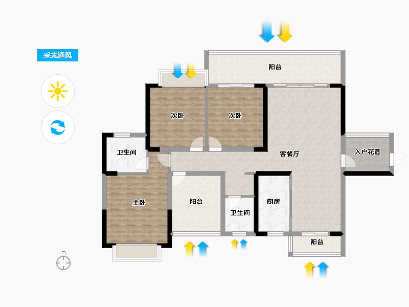 广西壮族自治区-来宾市-裕达·梧桐苑-136.13-户型库-采光通风