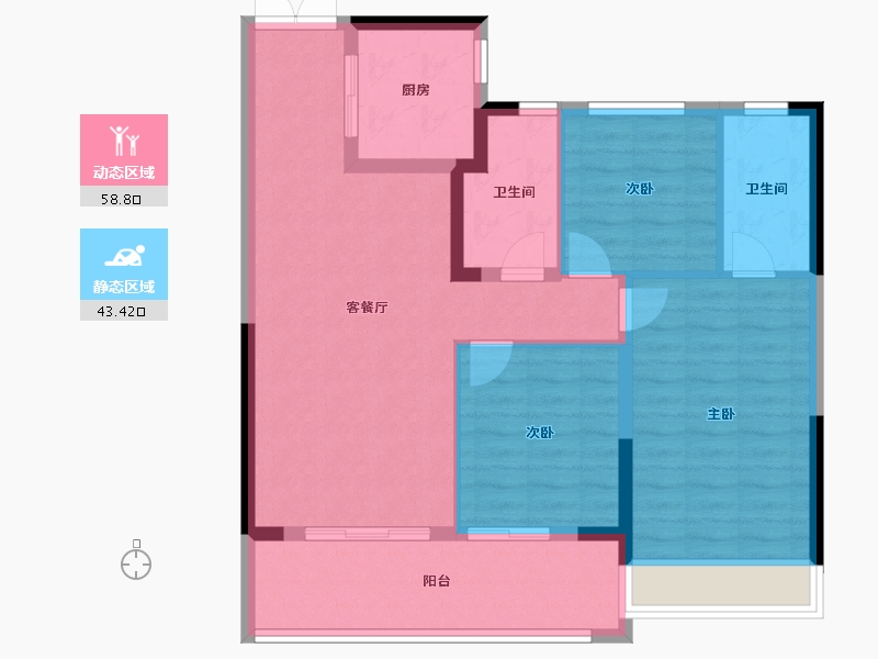 江苏省-常州市-绿城江南里江南潮鸣-92.30-户型库-动静分区