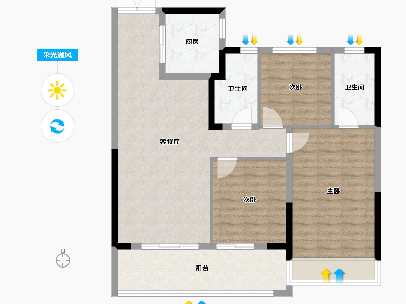 江苏省-常州市-绿城江南里江南潮鸣-92.30-户型库-采光通风