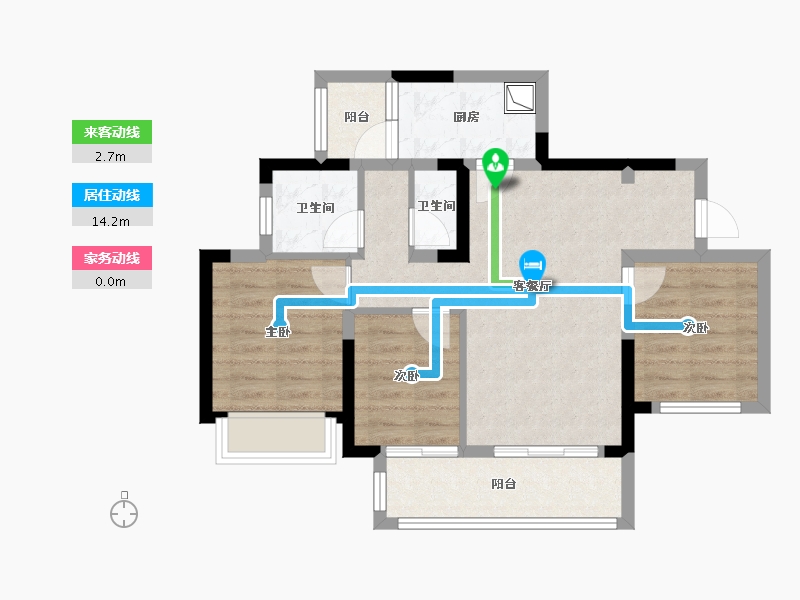 四川省-成都市-高投新川锦萃-66.41-户型库-动静线