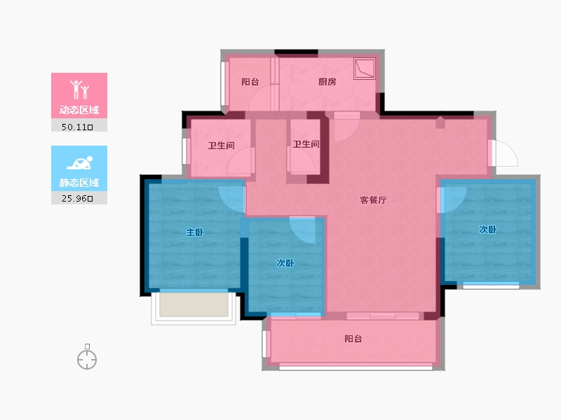 四川省-成都市-高投新川锦萃-66.41-户型库-动静分区