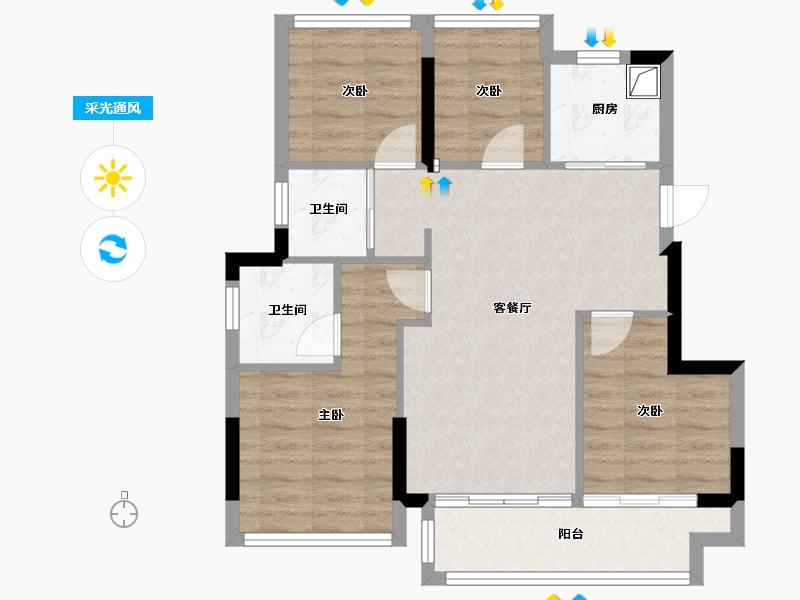 福建省-福州市-左海望麓-71.72-户型库-采光通风