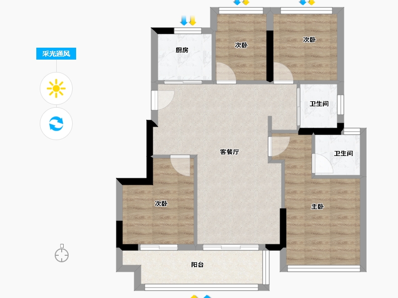 福建省-福州市-左海望麓-71.20-户型库-采光通风