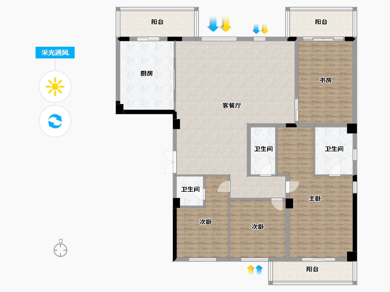 西藏自治区-拉萨市-金域-206.48-户型库-采光通风