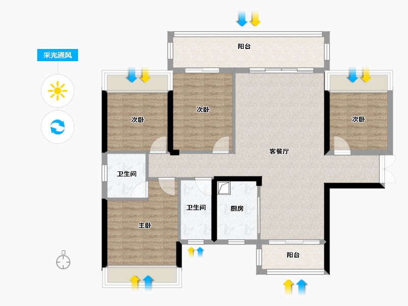 湖南省-娄底市-顺新一品-106.15-户型库-采光通风