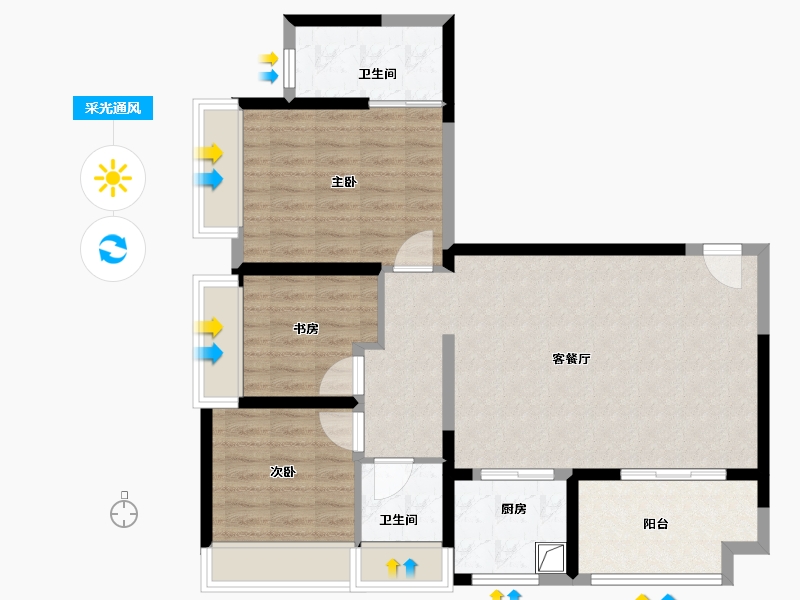 湖北省-武汉市-武昌首府-89.60-户型库-采光通风