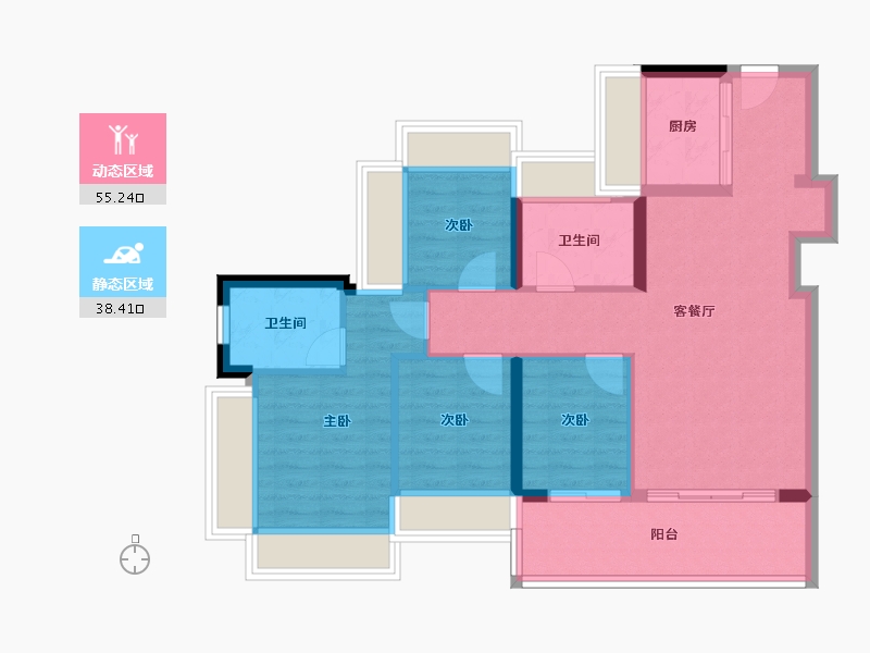 广东省-深圳市-满京华·金硕和府-83.55-户型库-动静分区