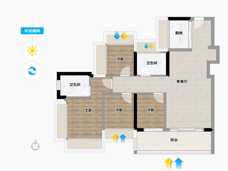 广东省-深圳市-满京华·金硕和府-83.55-户型库-采光通风