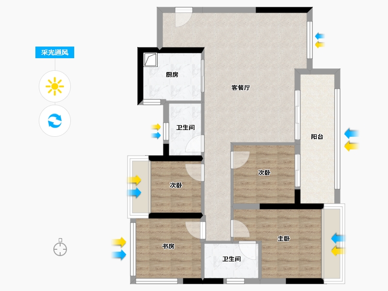 贵州省-贵阳市-学府江来-90.21-户型库-采光通风