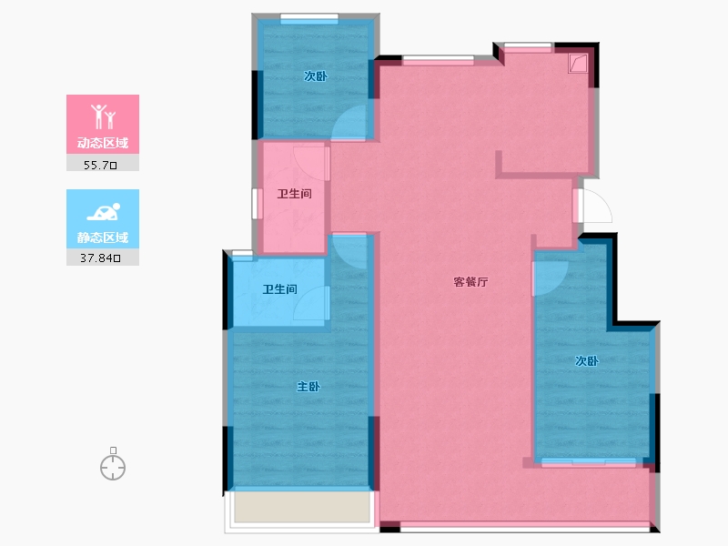 浙江省-绍兴市-龙大·富春园-84.45-户型库-动静分区