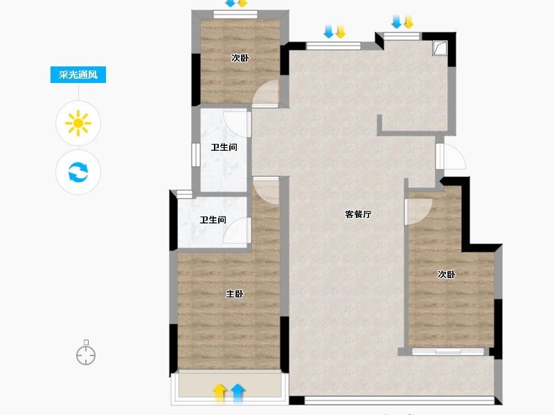 浙江省-绍兴市-龙大·富春园-84.45-户型库-采光通风