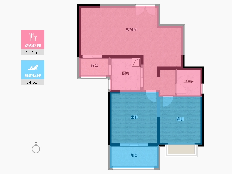 陕西省-西安市-兴庆御苑-76.32-户型库-动静分区