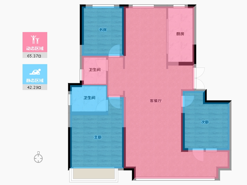 山东省-青岛市-宝佳雲湖甲第-96.80-户型库-动静分区