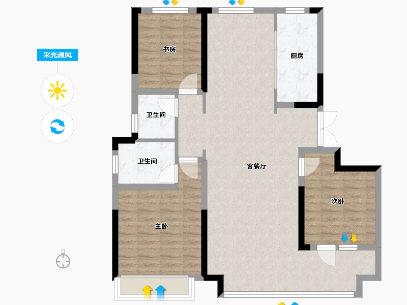 山东省-青岛市-宝佳雲湖甲第-96.80-户型库-采光通风