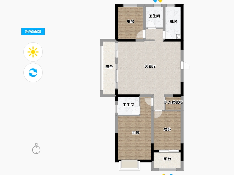 山东省-济宁市-新华府-108.80-户型库-采光通风