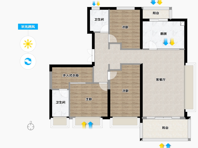 陕西省-西安市-阅璟台-111.09-户型库-采光通风