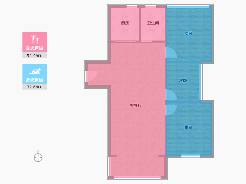 湖南省-长沙市-正旺U公馆小区-85.84-户型库-动静分区