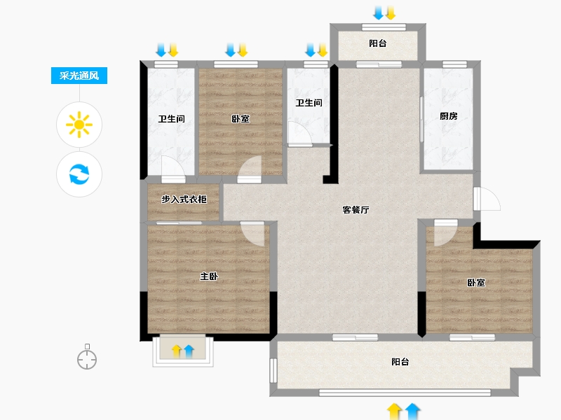 河南省-驻马店市-华信悦府-118.40-户型库-采光通风