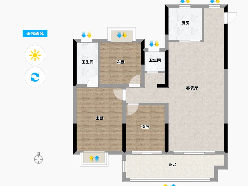 河南省-驻马店市-华信悦府-96.00-户型库-采光通风