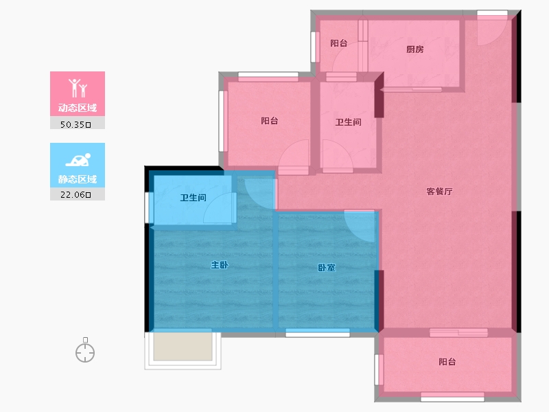 广东省-惠州市-冠华城桂香园-67.23-户型库-动静分区