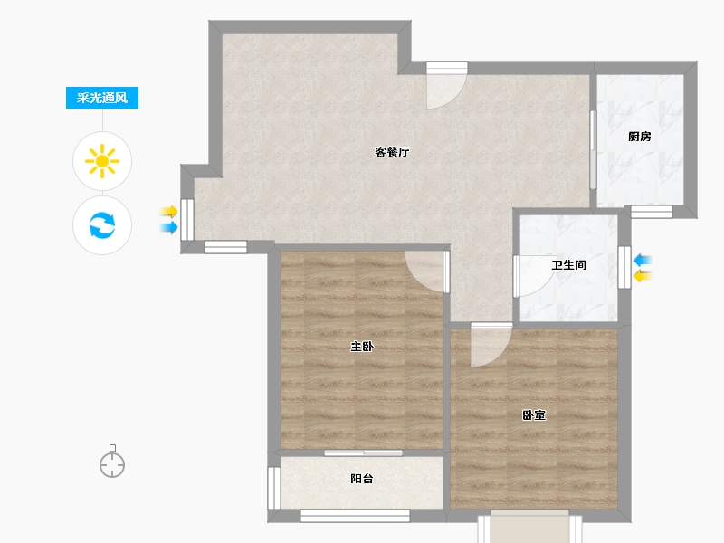 陕西省-西安市-紫郡观澜-65.00-户型库-采光通风