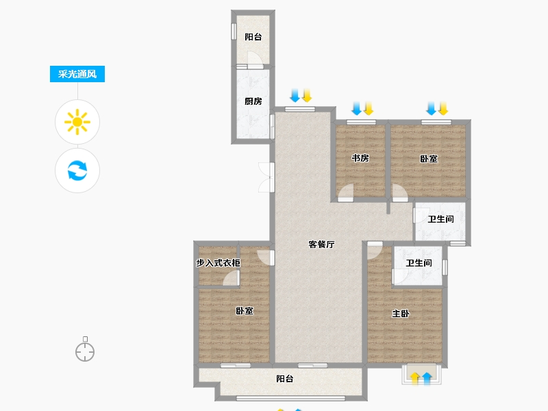 浙江省-台州市-御鼎名苑-147.00-户型库-采光通风